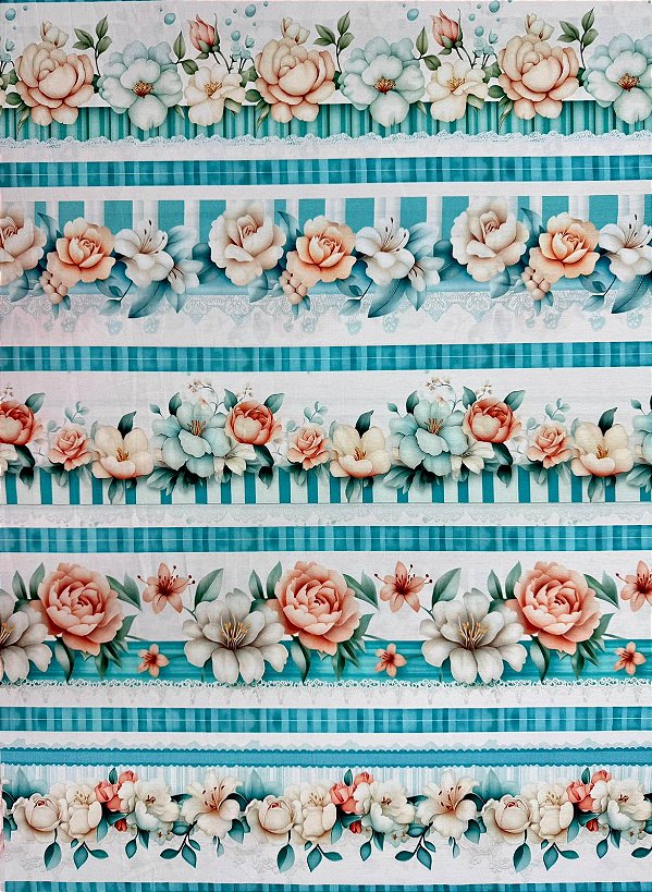 Kit BR329 Barrado Floral Azul