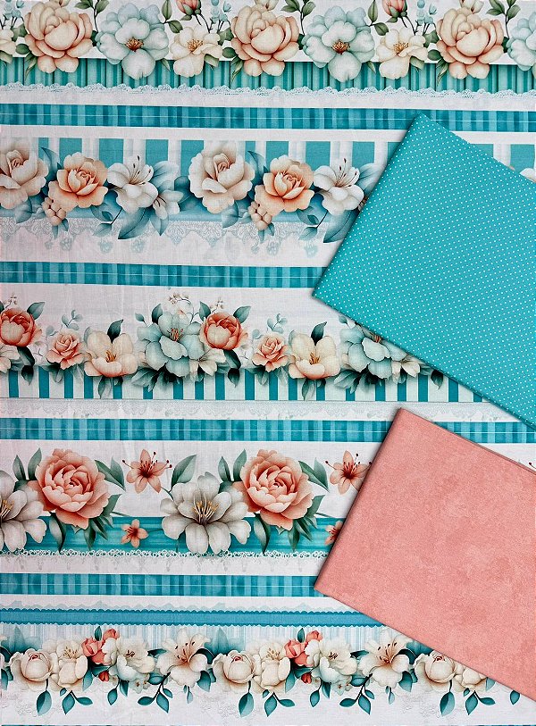 Kit BR329 Barrado Floral Azul