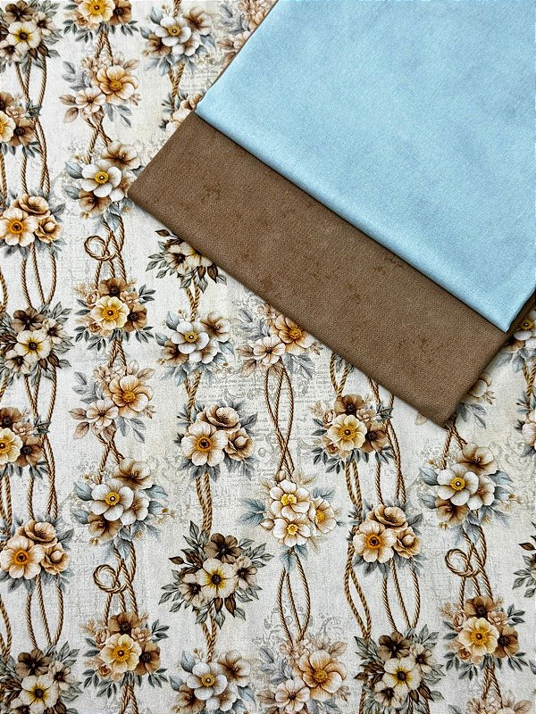 Kit TC160 Tricoline Floral Cordão de Flores