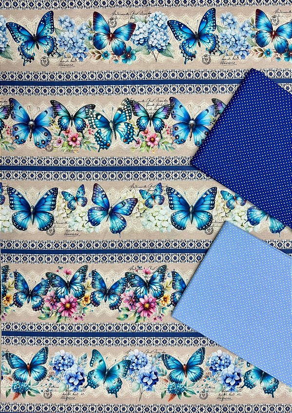 Kit BR335 Barrado Borboletas azul