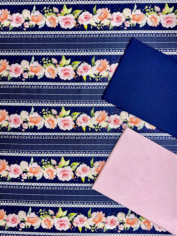 Kit BR339 Barrado Carinho de Pétalas Azul