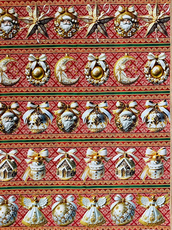 BR359 Barrado Bolas de Natal - Fundo Vermelho