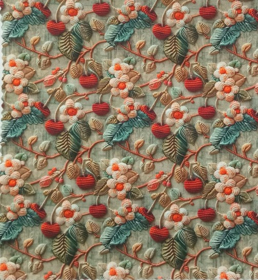 TC180 Tricoline Cereja e Flores