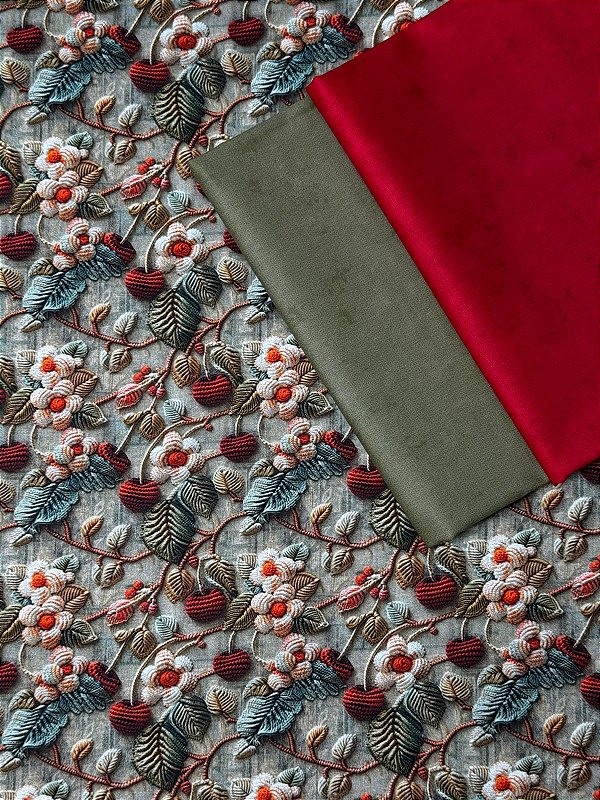 Kit TC180 Tricoline Cereja e Flores