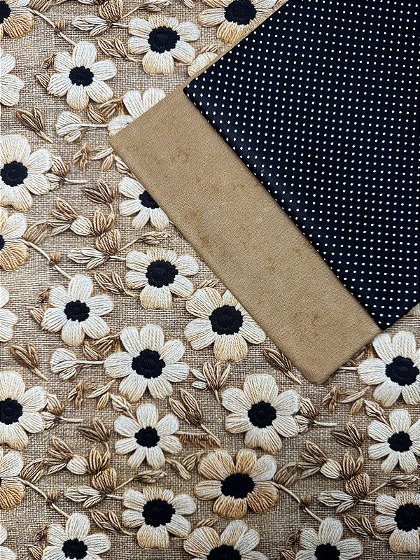 Kit TC183 Tricoline Margarida fundo Juta