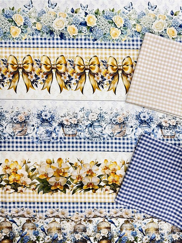 Kit BR368 Barrado Flores e Laços provençais