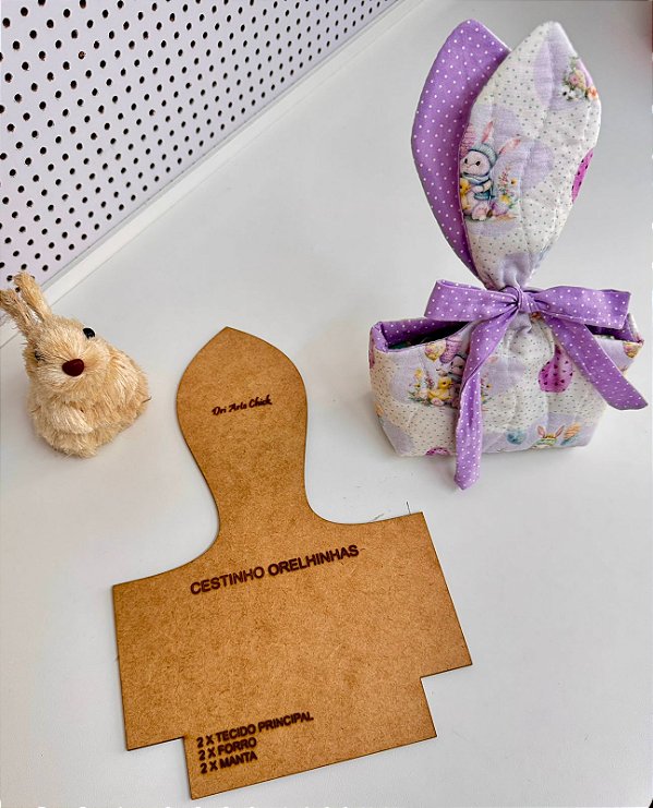 Molde Páscoa Cestinho Orelhinhas em MDF
