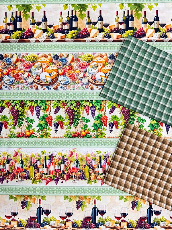 Kit BR387 Barrado Uvas e Vinhos