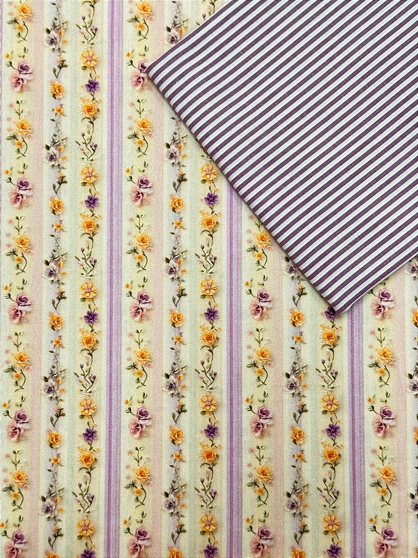 (Kit 2) TC163 Tricoline flores do Campo Lilás