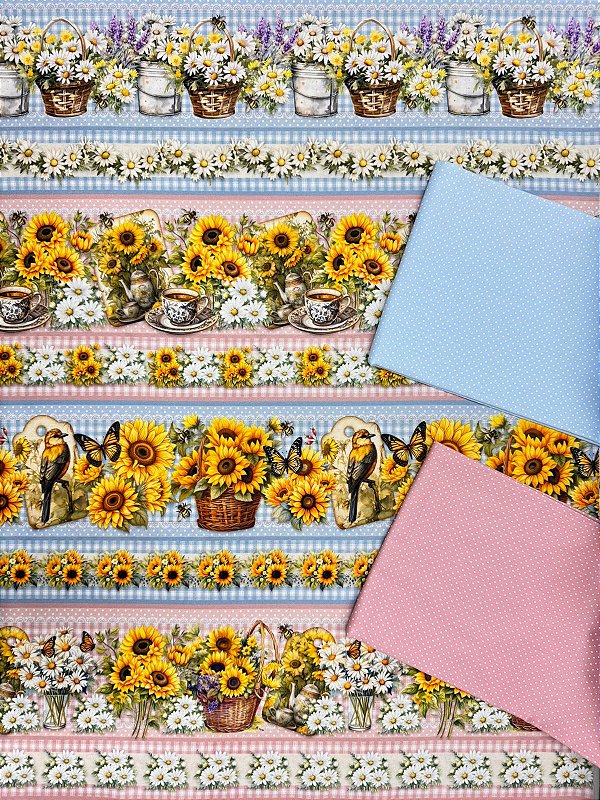 Kit BR401 Barrado Margaridas Girassóis