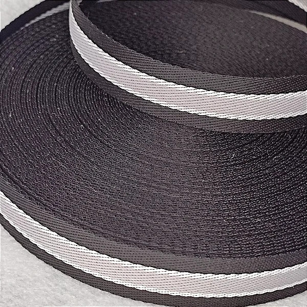 Alça Chick 30mm Preto/cinza/branco (1 metro)