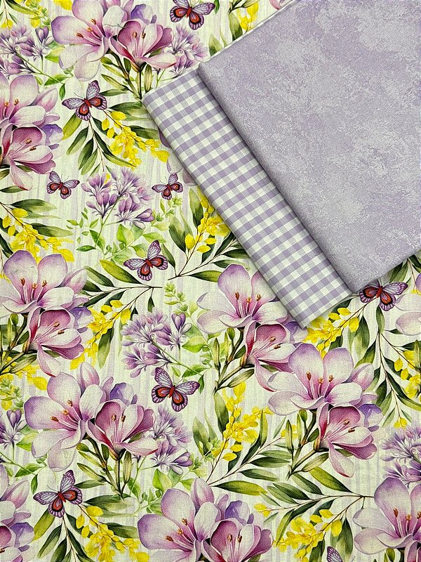 Kit TC207 Tricoline Lírios com borboletas