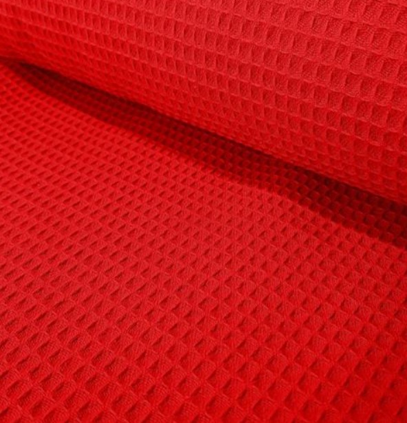 Tecido Favo Algodão -Vermelho