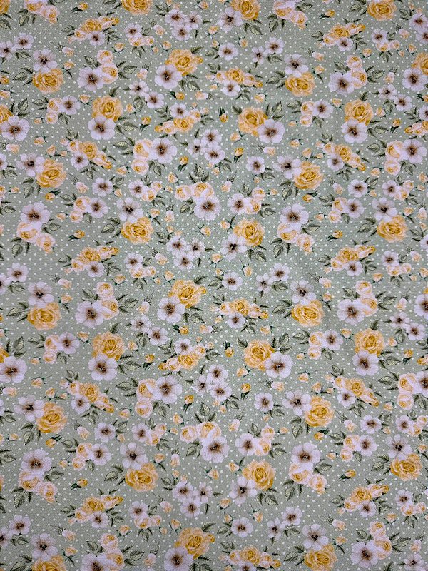 TC221 Tricoline Floral Delicado Fundo Verde