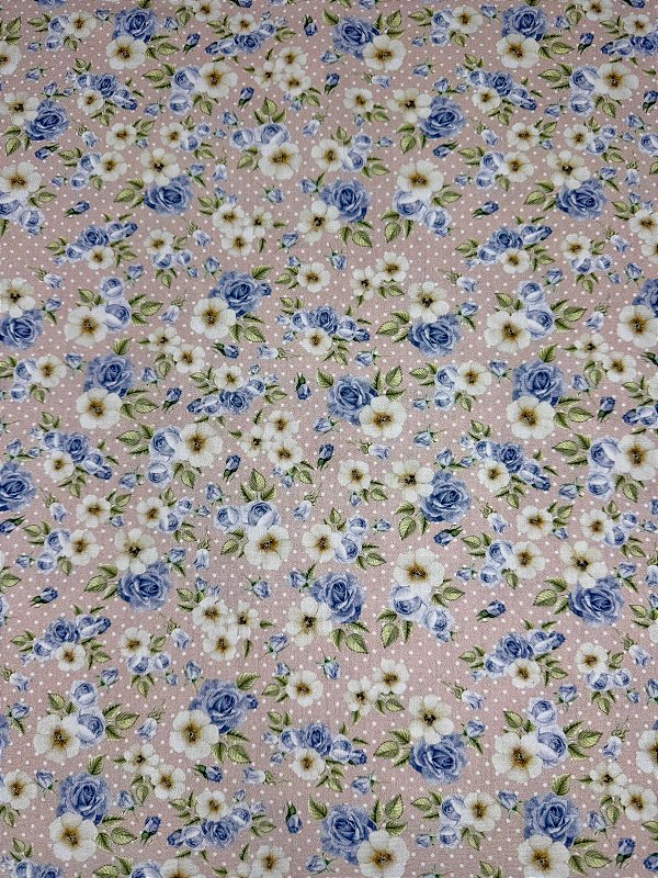 TC222 Tricoline Floral Delicado Fundo Rosa