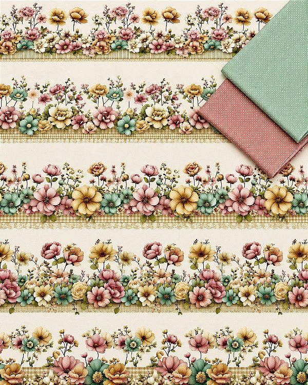 Kit BR424 Barrado Floral Pastel