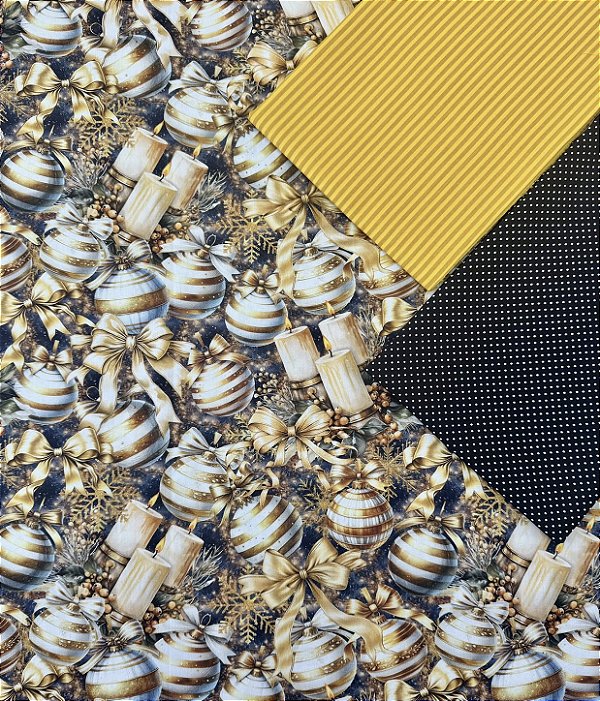 Kit TC263 Tricoline Natal Brilho Dourado