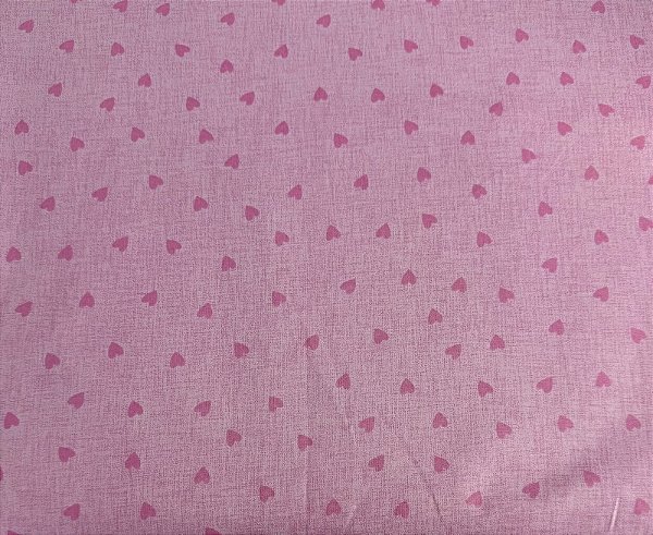 TC306 Tricoline Efeito Linho Coração Rosa