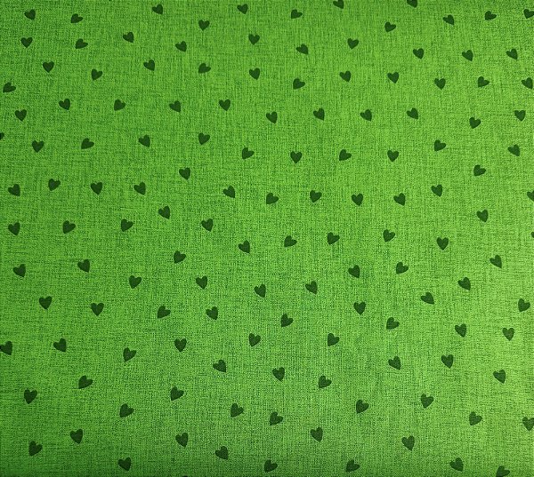 TC307 Tricoline Efeito Linho Coração Verde Folha
