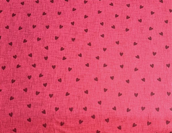 TC308 Tricoline Efeito Linho Coração Vermelho