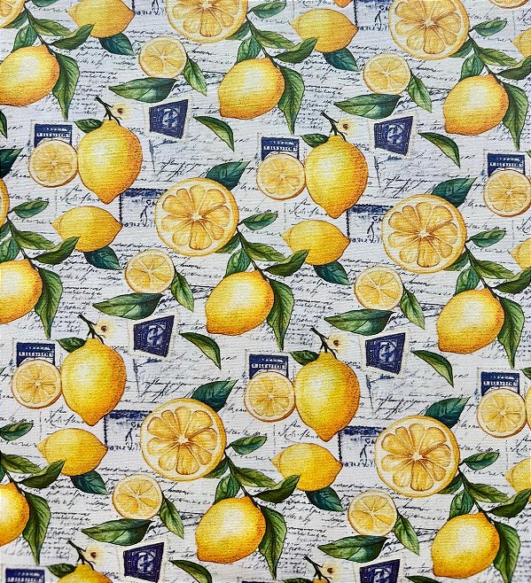 TC313 Tricoline Coleção Lemon - Limão com Escritos