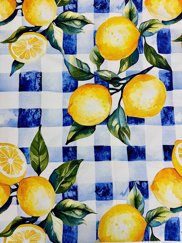 SJ025 Sarja Hidrorrepelente Coleção Lemon - Limão Fundo Xadrez Grande