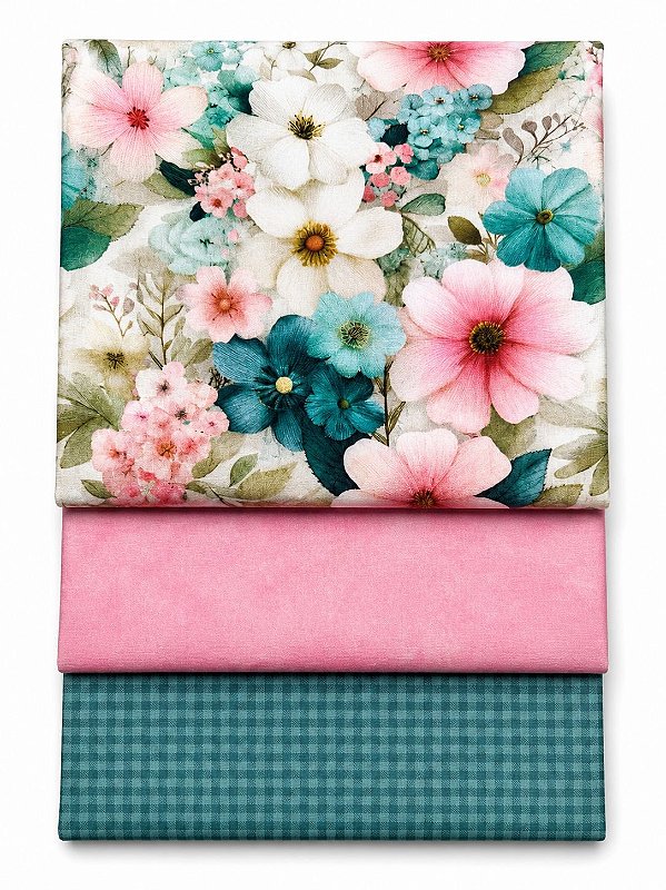 R03 - Kit TC317 Tricoline Coleção Bird Patch - Flores Grande