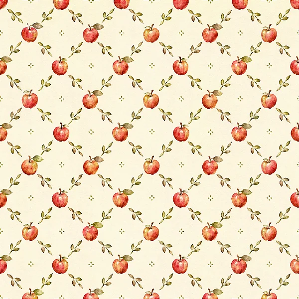 TC352 - Tricoline Coleção New Apple Maçãs e Folhas