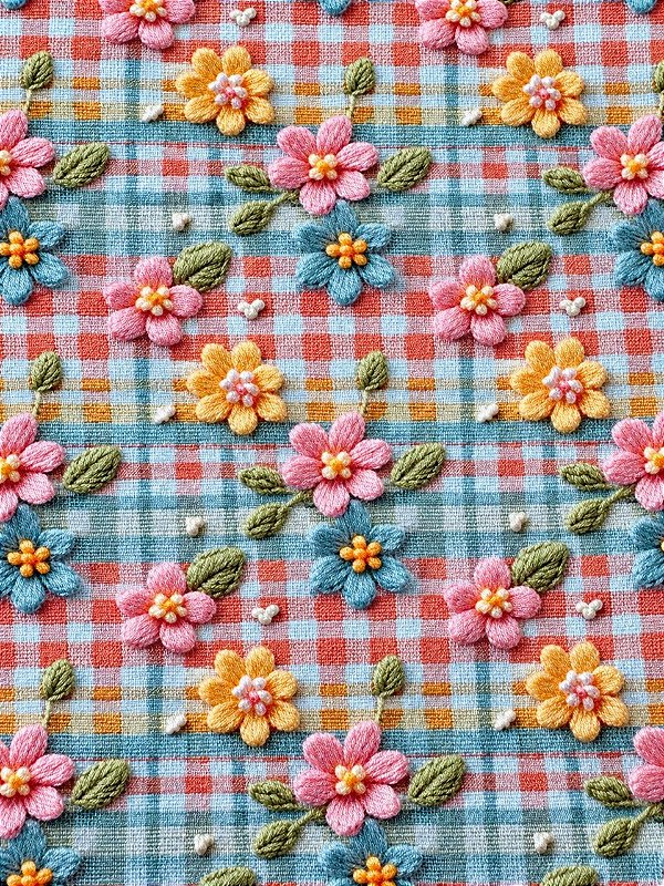 F11 - TC362 Tricoline AB Florzinhas Xadrez