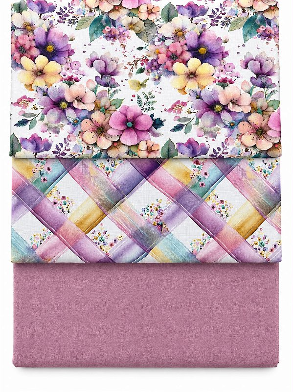 Kit TC365 Tricoline JV Garden Flores em Listras