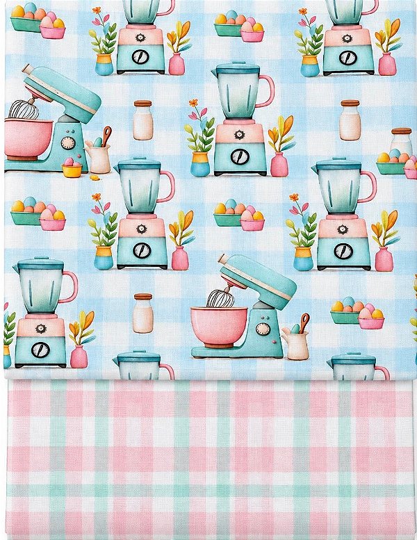 Kit TC378 Tricoline Pastel Kitchen Batedeiras