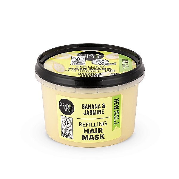 Máscara Capilar Vegana para Cabelo Quebradiço - Banana e Jasmin Organic Shop (250 ml)
