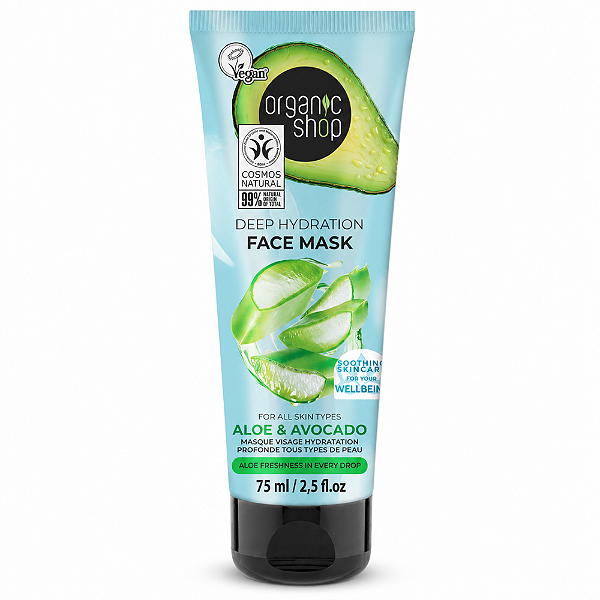 Máscara Facial de Hidratação Profunda - Aloe Vera e Abacate Organic Shop (75 ml)