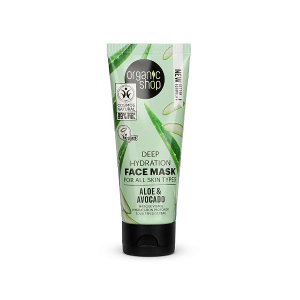 Máscara Facial de Hidratação Profunda - Aloe Vera e Abacate Organic Shop (75 ml)