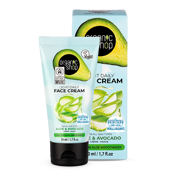 Creme Hidratante Facial - Aloe Vera e Abacate Organic Shop (50 ml)