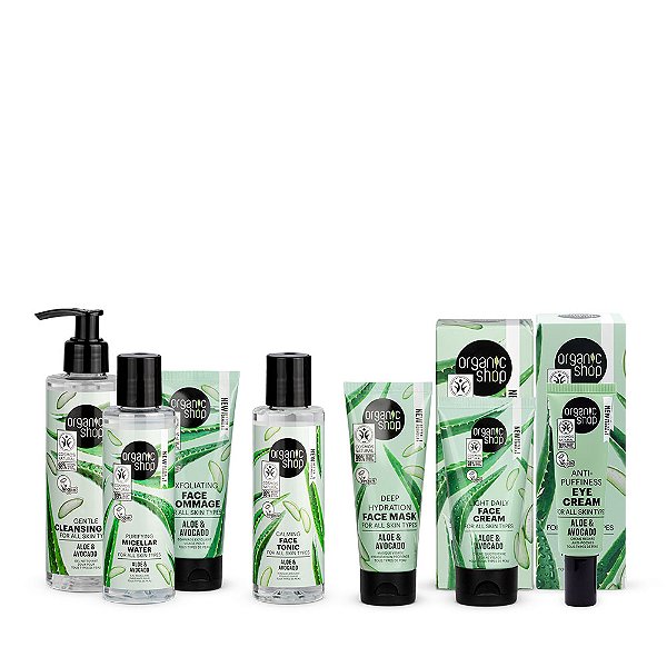 Kit Facial Essencial com Antiolheira Organic Shop - Aloe Vera e Abacate