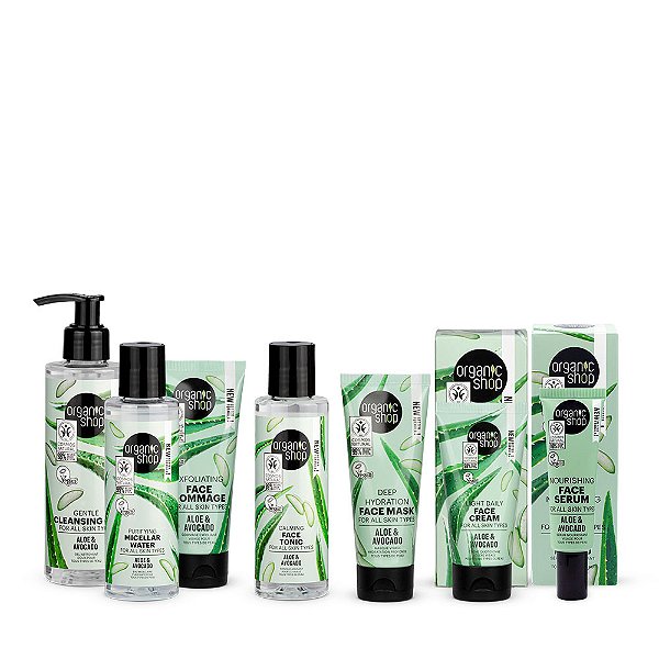 Kit Facial Essencial com Serum Organic Shop - Aloe Vera e Abacate