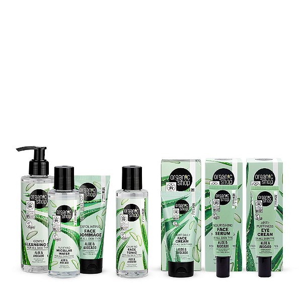 Kit Facial Premium Organic Shop - Aloe Vera e Abacate