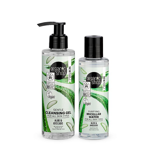 Kit Limpeza Facial Básico Organic Shop - Aloe Vera e Abacate