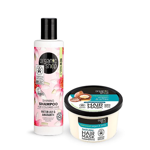 Kit shampoo e Máscara Mega Brilho Organic Shop