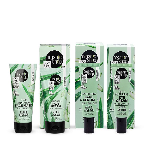 Kit Tratamento Facial Avançado Organic Shop - Aloe Vera e Abacate