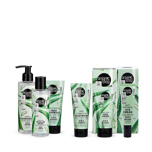Kit Facial Fundamental com Antiolheira Organic Shop - Aloe Vera + Abacate