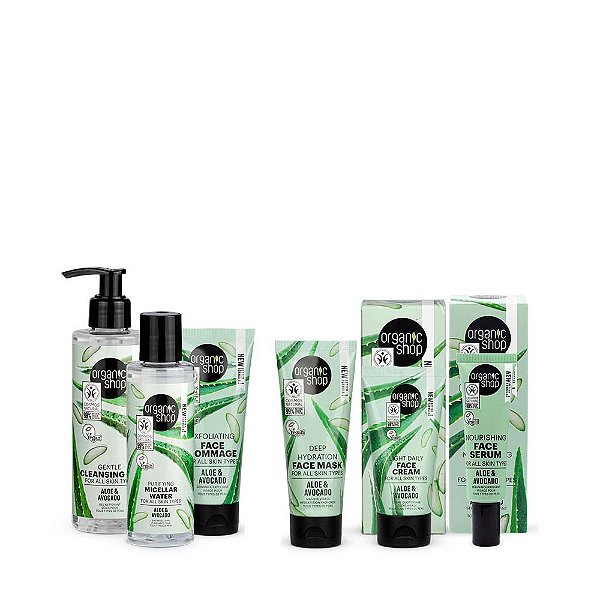 Kit Facial Fundamental com Serum Organic Shop - Aloe Vera + Abacate