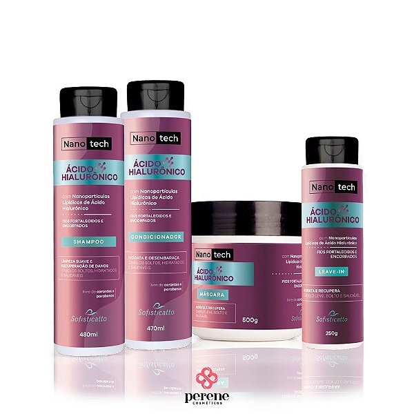 Kit Capilar Nanotech Ácido Hialurônico - Shampoo + Condicionador + Máscara + Leave-in
