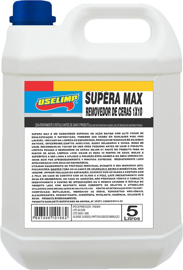 SUPERA 1X10 Removedor De Ceras S/ Odor 3X5L