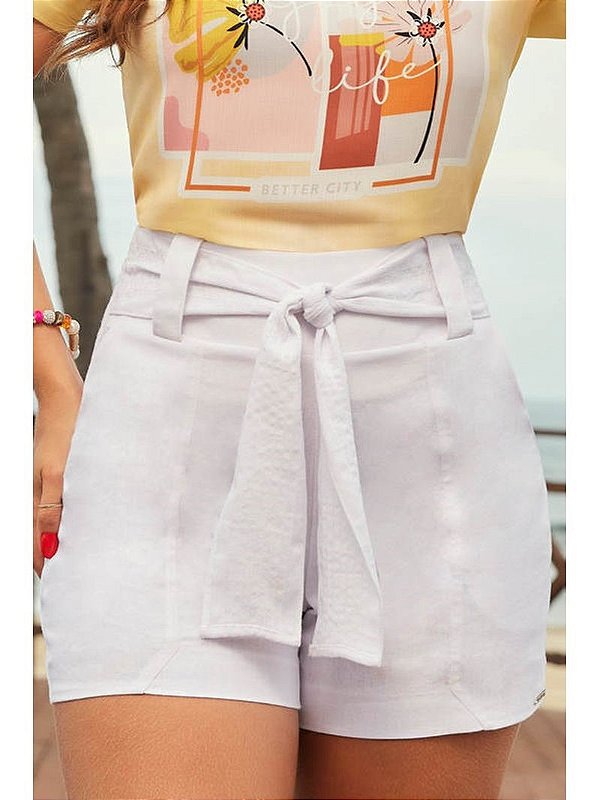 Short Aplicacao Bolso Frontal E Faixa Pesponto