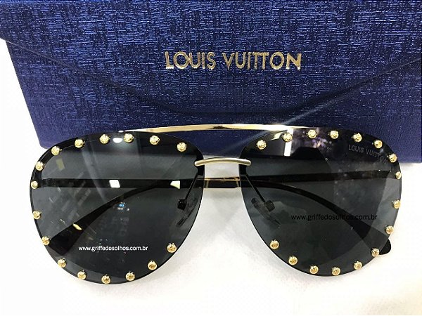 Óculos De Sol Louis Vuitton The Party Detalhes Tachas - Aviador