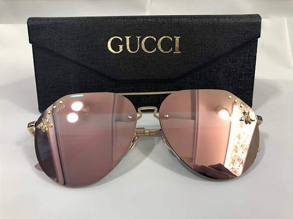 Gucci Abelha Aviador - Feminino Rosa Espelhado - Griffe dos Olhos |  Replicas Óculos de Sol e Armação