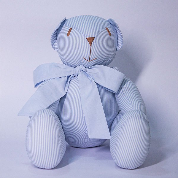 Urso grande de pano azul articulado para quarto de bebê