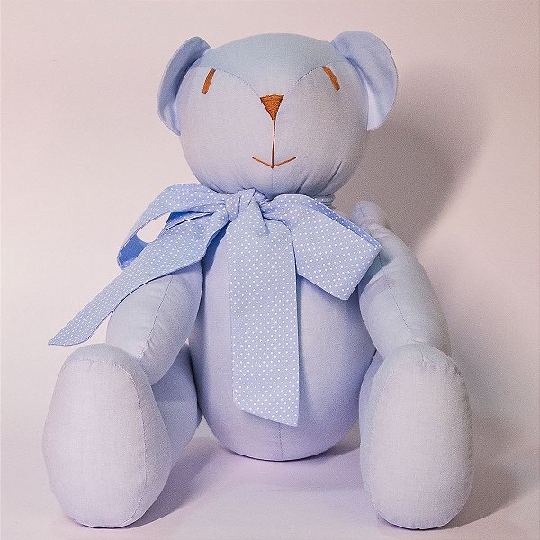 Urso de pano para quarto de bebê Azul poá G